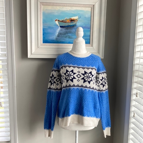 aerie Sweaters - Aerie Womens Blue Fair Isle Soft  Nordic Sweater Medium